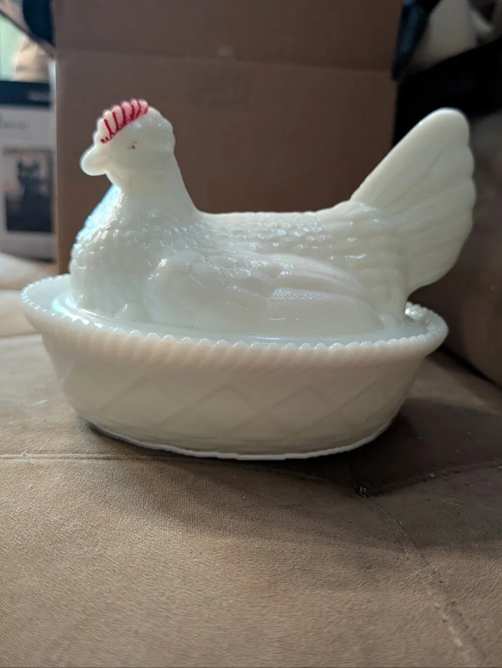 Westmoreland Milk Glass Hen on Nest Covered Dish